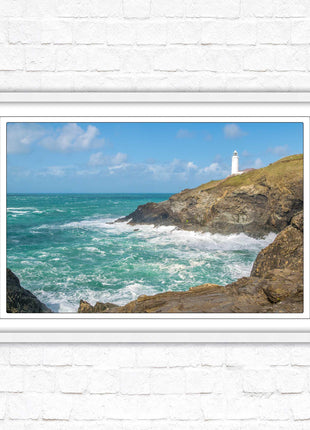 Trevose Head lighthouse on the North Cornwall coast. Framed picture in a choice of styles.