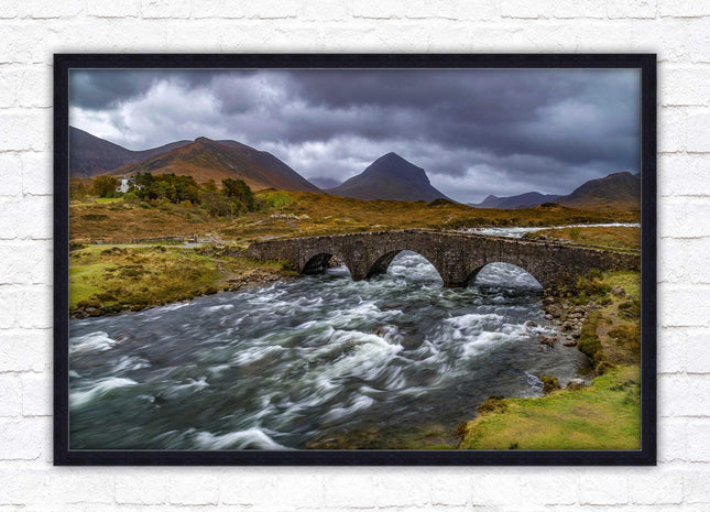 Isle of Skye, Scotland. The Old Bridge at Sligachan. Framed picture print with a choice of frame colours.
