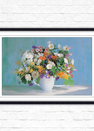 Vase of flowers. Floral bouquet Framed floral picture with choice of frame colours