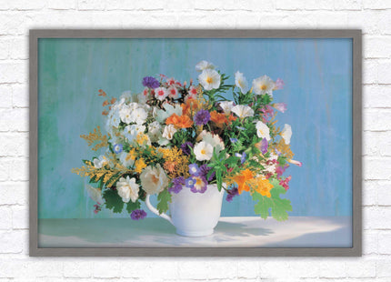 Vase of flowers. Floral bouquet Framed floral picture with choice of frame colours