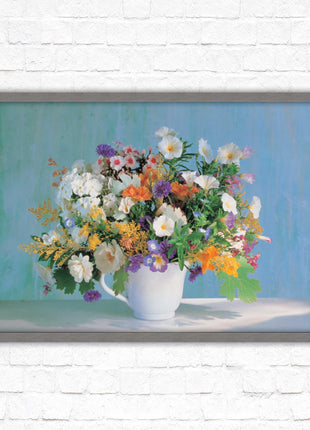 Vase of flowers. Floral bouquet Framed floral picture with choice of frame colours
