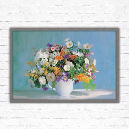 Vase of flowers. Floral bouquet Framed floral picture with choice of frame colours