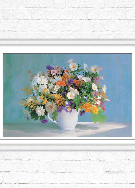 Vase of flowers. Floral bouquet Framed floral picture with choice of frame colours