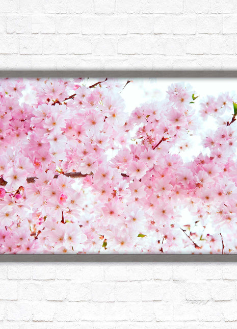 Pink blossom in bloom. Framed floral picture with choice of frame colours