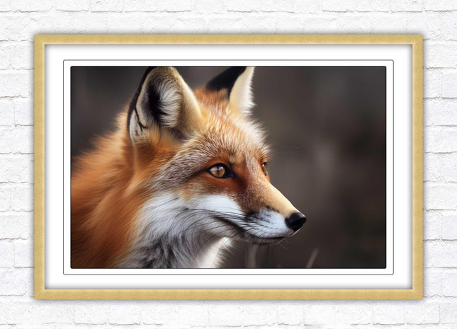 Fox. Framed picture, with choice of frame colours and options.