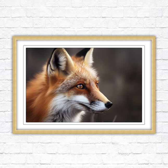 Fox. Framed picture, with choice of frame colours and options.