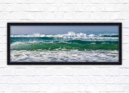 Waves framed picture. Coastal wall art. Panoramic picture frame.