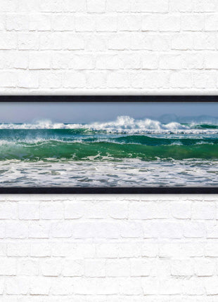 Waves framed picture. Coastal wall art. Panoramic picture frame.