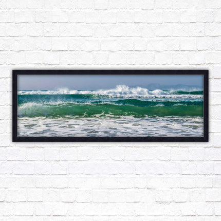 Waves framed picture. Coastal wall art. Panoramic picture frame.