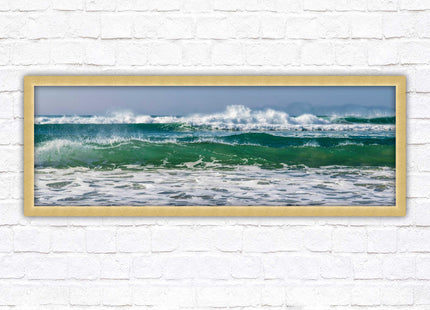 Waves framed picture. Coastal wall art. Panoramic picture frame.