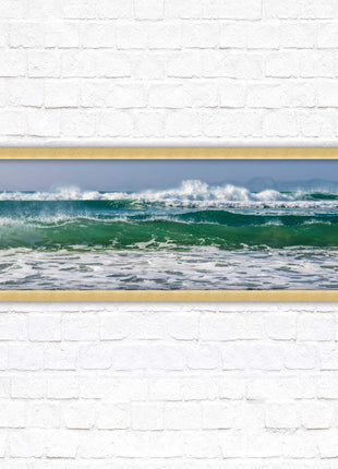 Waves framed picture. Coastal wall art. Panoramic picture frame.