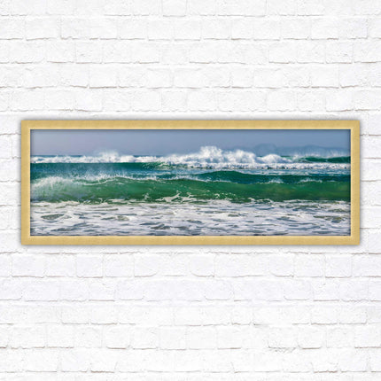 Waves framed picture. Coastal wall art. Panoramic picture frame.