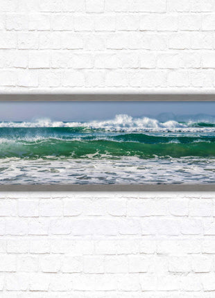 Waves framed picture. Coastal wall art. Panoramic picture frame.