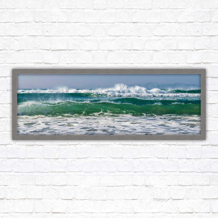 Waves framed picture. Coastal wall art. Panoramic picture frame.