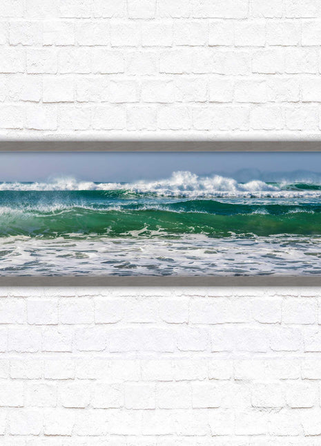 Waves framed picture. Coastal wall art. Panoramic picture frame.