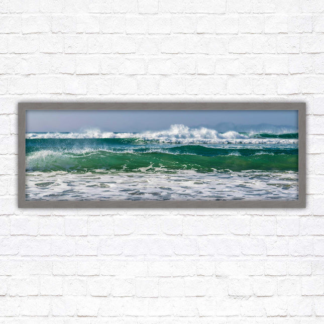 Waves framed picture. Coastal wall art. Panoramic picture frame.