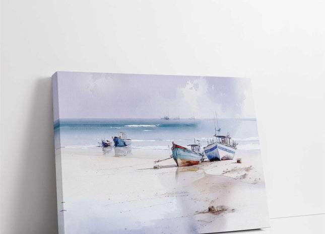 coastal art landscape canvas picture print boats painting set available