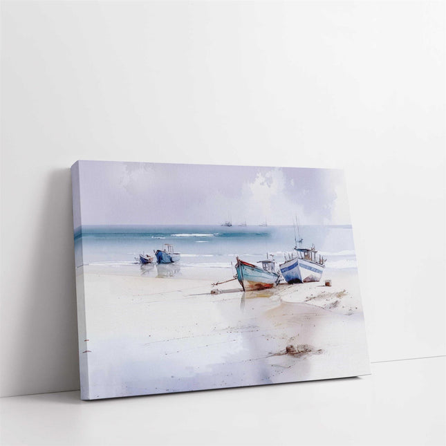 coastal art landscape canvas picture print boats painting set available