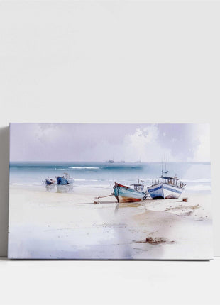 coastal art landscape canvas picture print boats painting set available