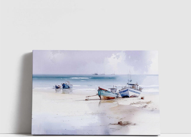 coastal art landscape canvas picture print boats painting set available