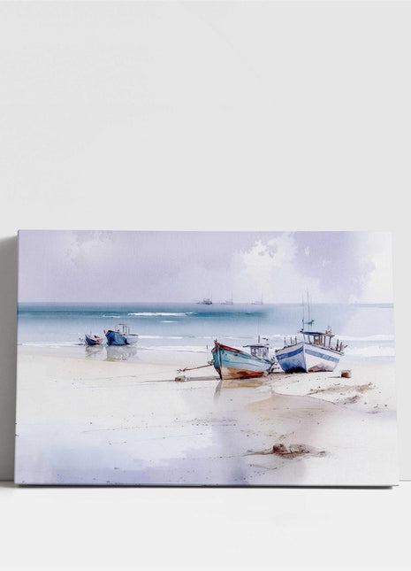 coastal art landscape canvas picture print boats painting set available
