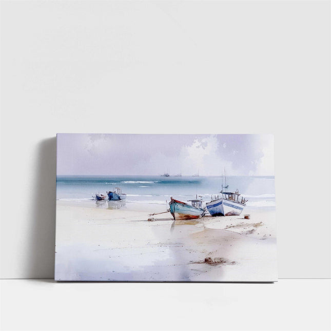coastal art landscape canvas picture print boats painting set available