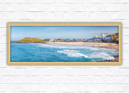 Porthmeor beach St Ives panoramic framed picture print Cornwall beach scene A choice of picture frame sizes and colours