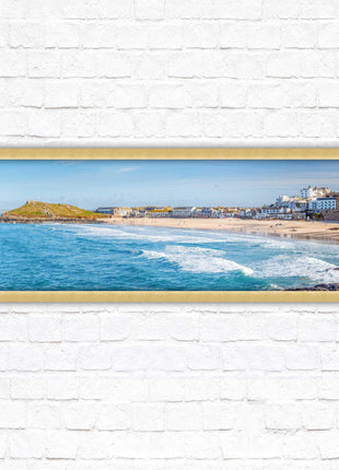 Porthmeor beach St Ives panoramic framed picture print Cornwall beach scene A choice of picture frame sizes and colours