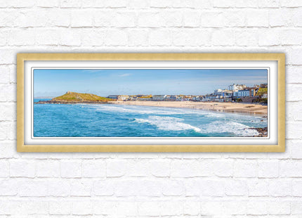 Porthmeor beach St Ives panoramic framed picture print Cornwall beach scene A choice of picture frame sizes and colours