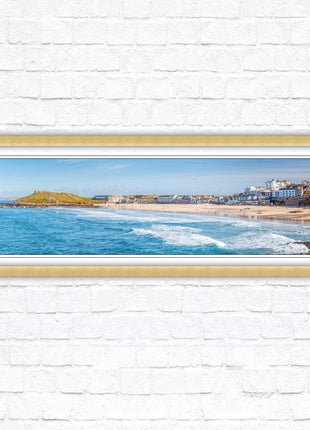 Porthmeor beach St Ives panoramic framed picture print Cornwall beach scene A choice of picture frame sizes and colours