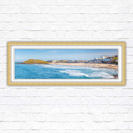 Porthmeor beach St Ives panoramic framed picture print Cornwall beach scene A choice of picture frame sizes and colours