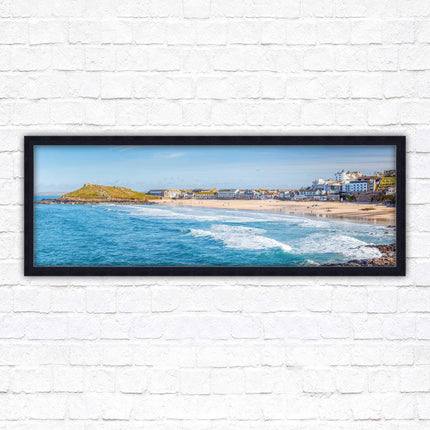 Porthmeor beach St Ives panoramic framed picture print Cornwall beach scene A choice of picture frame sizes and colours