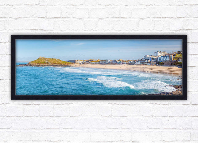 Porthmeor beach St Ives panoramic framed picture print Cornwall beach scene A choice of picture frame sizes and colours
