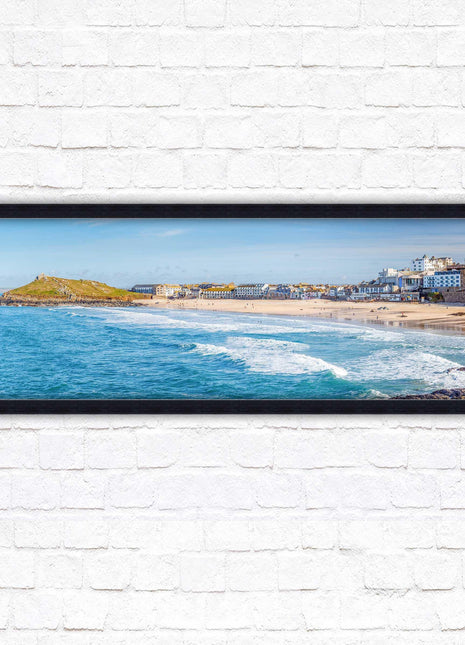 Porthmeor beach St Ives panoramic framed picture print Cornwall beach scene A choice of picture frame sizes and colours