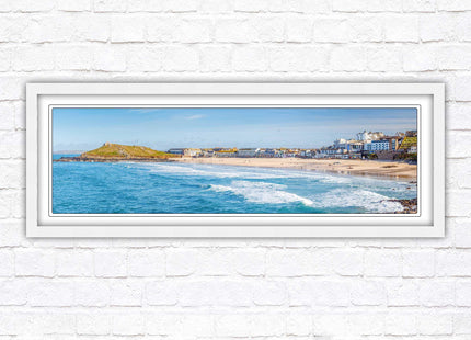 Porthmeor beach St Ives panoramic framed picture print Cornwall beach scene A choice of picture frame sizes and colours