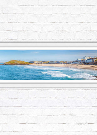Porthmeor beach St Ives panoramic framed picture print Cornwall beach scene A choice of picture frame sizes and colours
