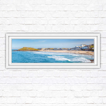Porthmeor beach St Ives panoramic framed picture print Cornwall beach scene A choice of picture frame sizes and colours