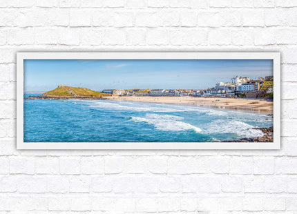 Porthmeor beach St Ives panoramic framed picture print Cornwall beach scene A choice of picture frame sizes and colours