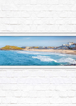 Porthmeor beach St Ives panoramic framed picture print Cornwall beach scene A choice of picture frame sizes and colours
