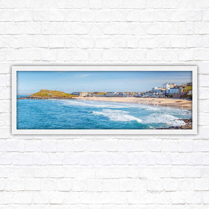 Porthmeor beach St Ives panoramic framed picture print Cornwall beach scene A choice of picture frame sizes and colours