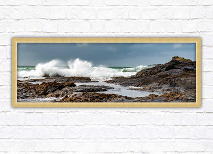 Framed picture of Trevone, Cornwall. Panoramic, Cornwall beach scene. A choice of picture frames and sizes.