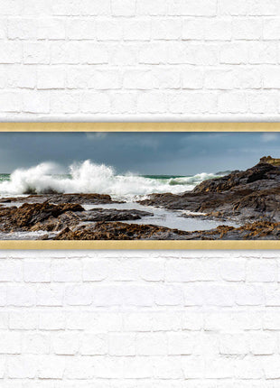 Framed picture of Trevone, Cornwall. Panoramic, Cornwall beach scene. A choice of picture frames and sizes.