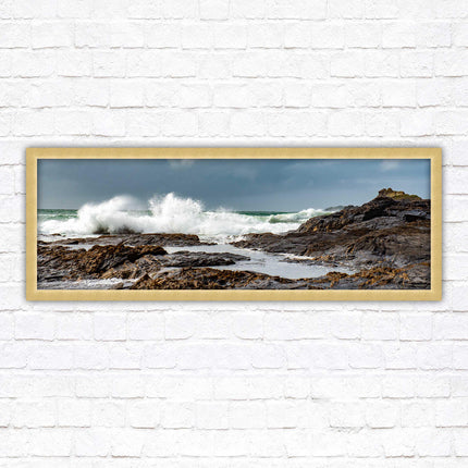 Framed picture of Trevone, Cornwall. Panoramic, Cornwall beach scene. A choice of picture frames and sizes.