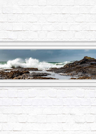 Framed picture of Trevone, Cornwall. Panoramic, Cornwall beach scene. A choice of picture frames and sizes.