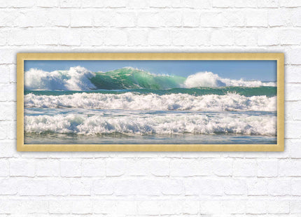Crashing Waves. Beautiful ocean colours. Framed picture in a choice of frame colours and sizes