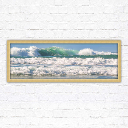 Crashing Waves. Beautiful ocean colours. Framed picture in a choice of frame colours and sizes