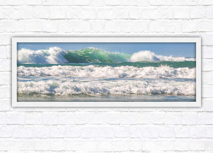Crashing Waves. Beautiful ocean colours. Framed picture in a choice of frame colours and sizes