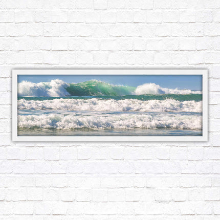 Crashing Waves. Beautiful ocean colours. Framed picture in a choice of frame colours and sizes