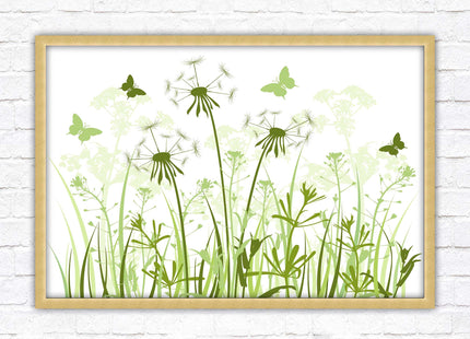 Butterflies and wild flowers. Framed picture with choice of frame colours