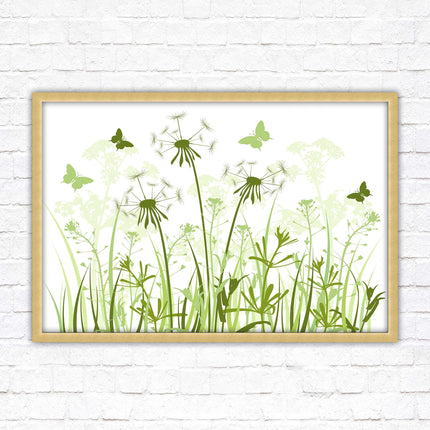 Butterflies and wild flowers. Framed picture with choice of frame colours